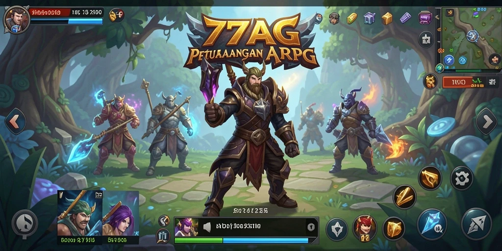Menampilkan aksi pertempuran intens dalam game ARPG 77AG.