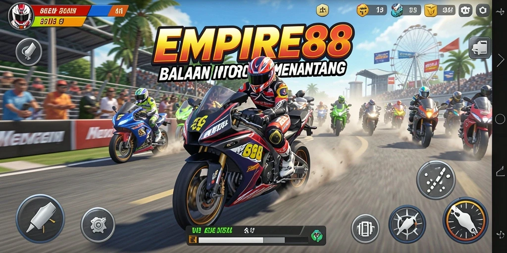 Gameplay seru dan mendebarkan di EMPIRE88 saat balapan motor.