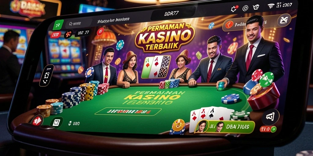 Screenshot utama IDR77 menunjukkan pemain menikmati permainan kasino yang seru.