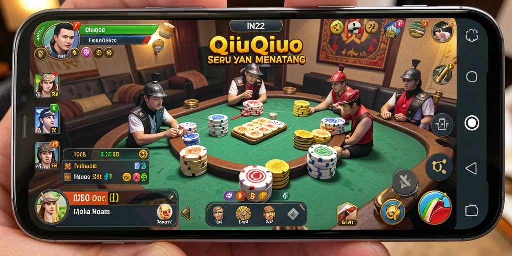 Tampilan gameplay seru di dalam IN22 yang penuh aksi QiuQiu.