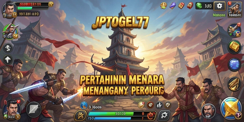 Tampilan gameplay seru di <strong>JPTOGEL77</strong> dengan menara strategis.
