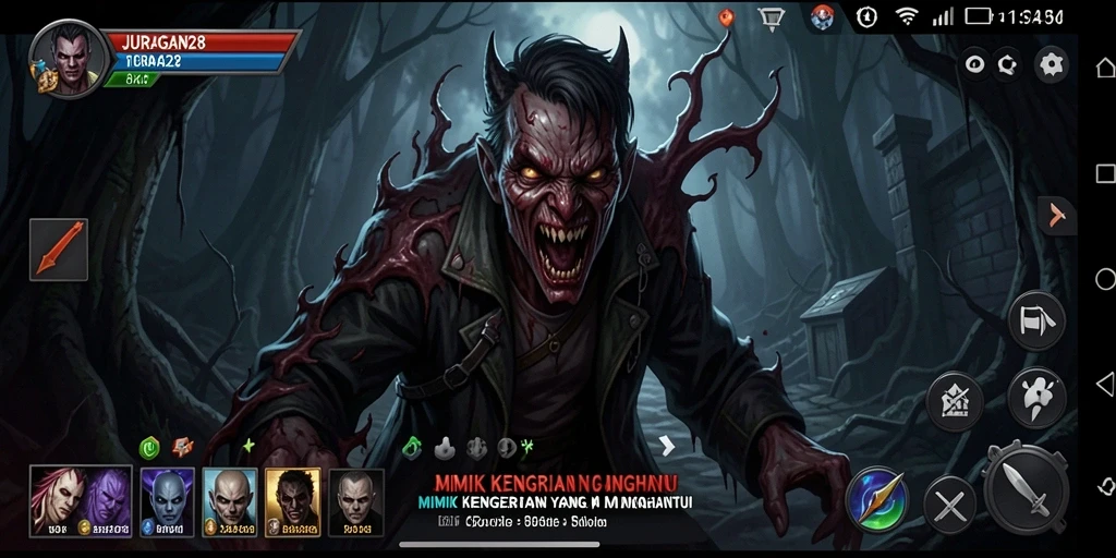 Tangkapan layar menampilkan karakter dalam situasi mencekam.