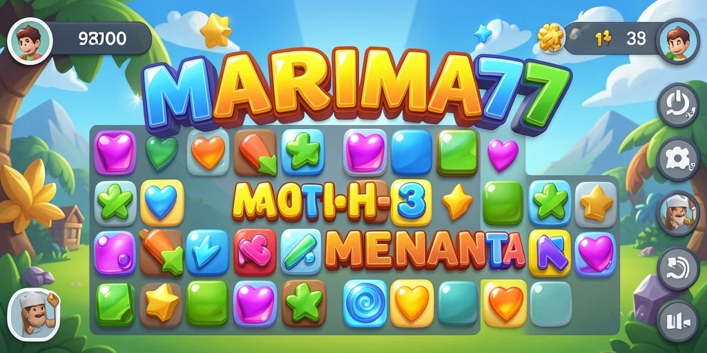 Tangkapan layar gameplay MARIMA77 yang menampilkan aksi mencocokkan benda-benda.