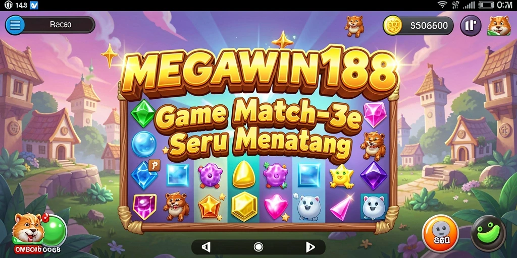 Tampilan gameplay seru game Match-3 MEGAWIN188.