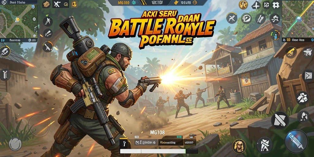 Tampilan gameplay MG108 yang mendebarkan dalam pertarungan Battle Royale.
