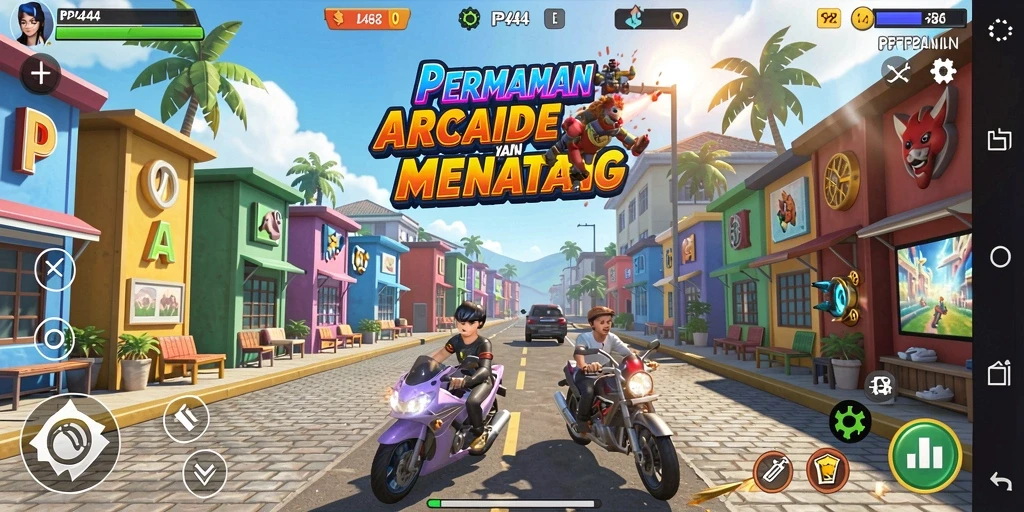 Tangkapan layar gameplay PP444 menunjukkan momen seru permainan Arcade.