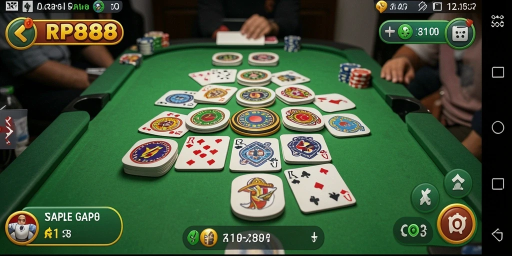Screenshot RP888 menampilkan gameplay Gaple yang seru dan interaktif.