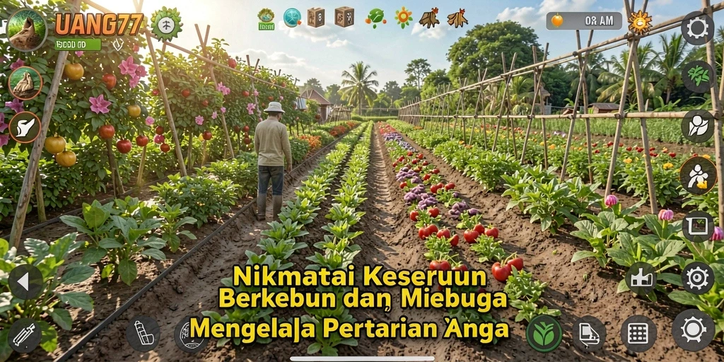 Gameplay UANG77 menampilkan aktivitas berkebun yang seru dan interaktif.