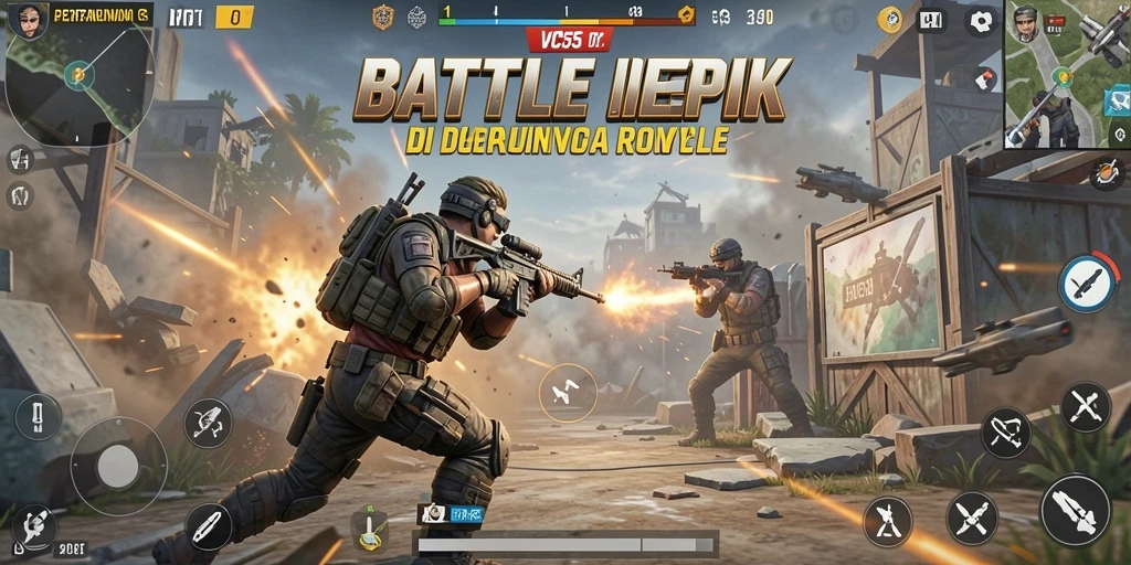 Tampilan seru gameplay VC55 di arena Battle Royale.